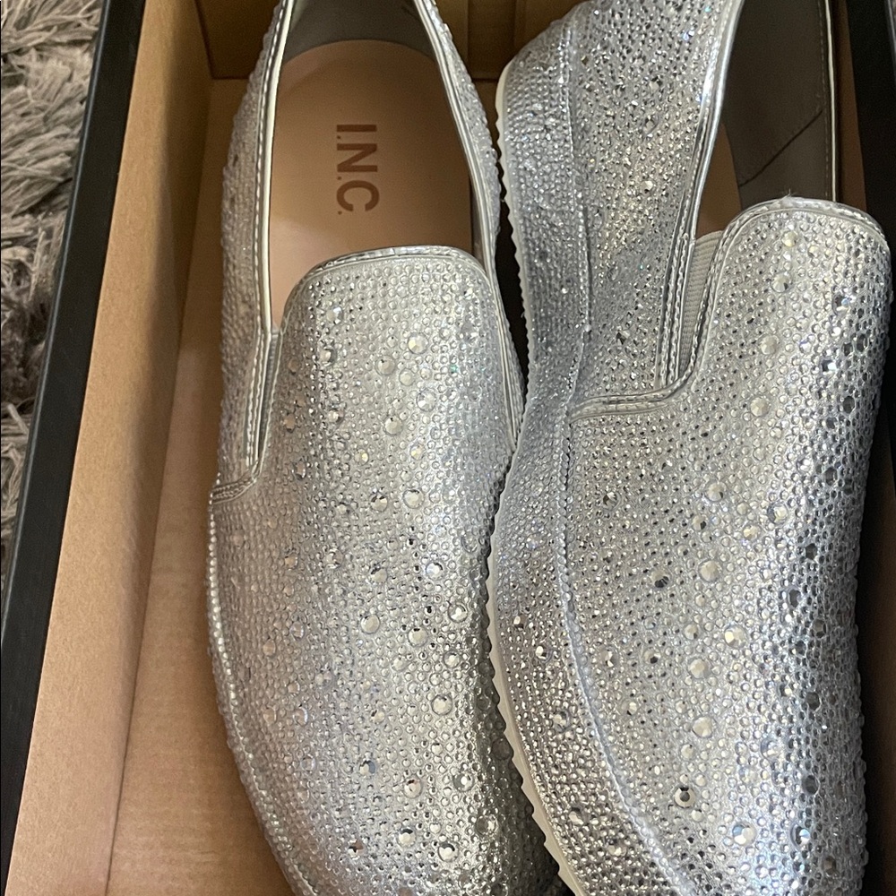 INC International Concepts Men's Glittering Silver Loafers
